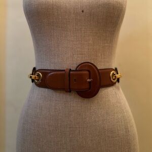SALVATORE FERRAGAMO leather and chain belt